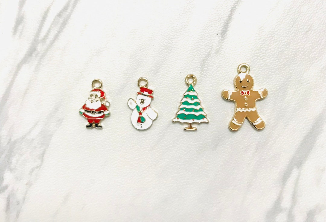Enamel Holiday Charm-santa Charm-christmas Tree Charm-snowman Charm ...