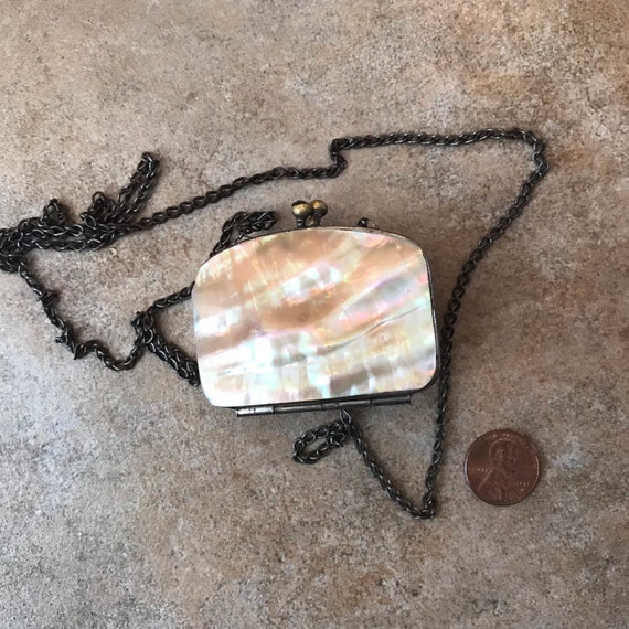 Antique Victorian Mother of Pearl Coin Purse Long… - image 3