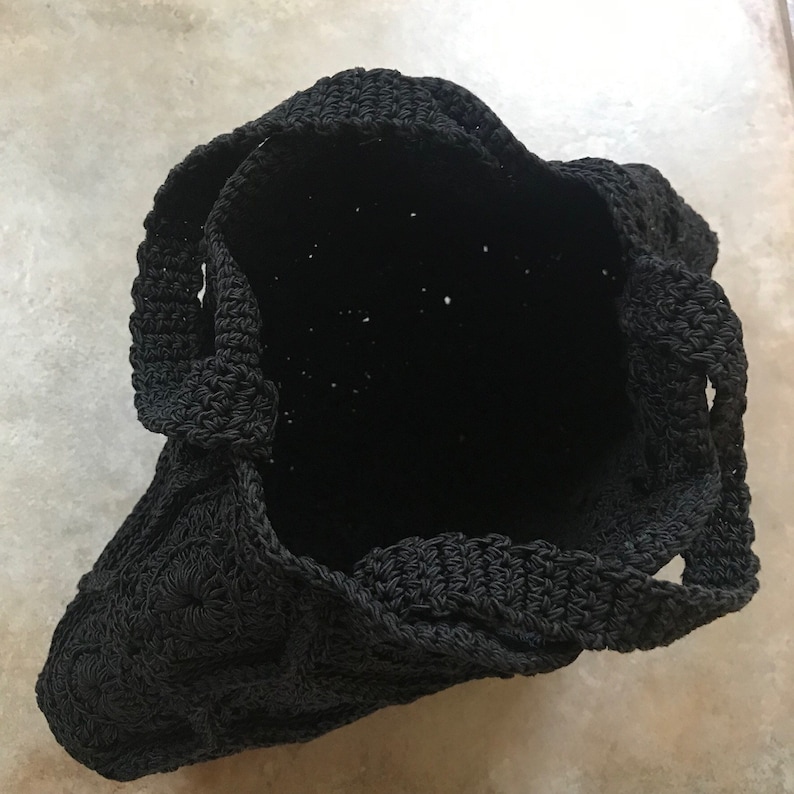 Black Crochet Vintage 1940 Handbag Purse