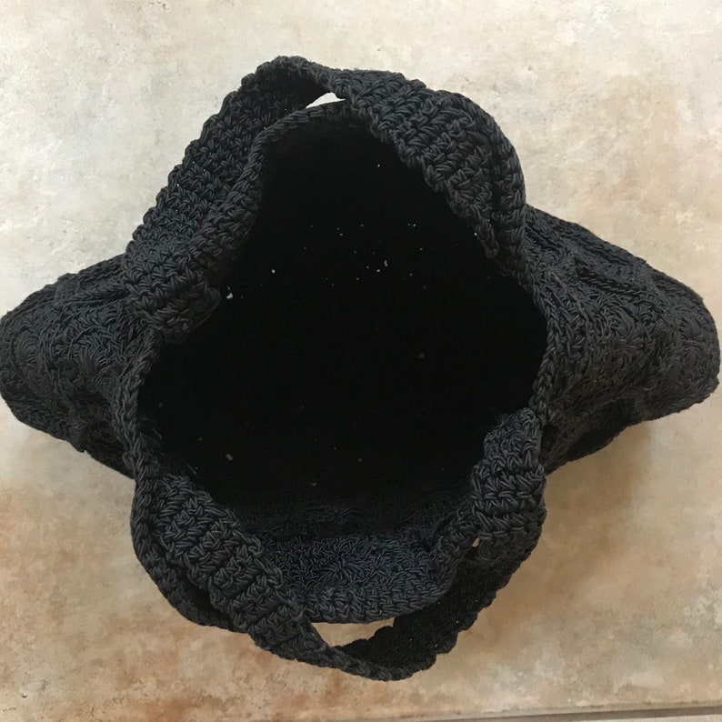 Black Crochet Vintage 1940 Handbag Purse