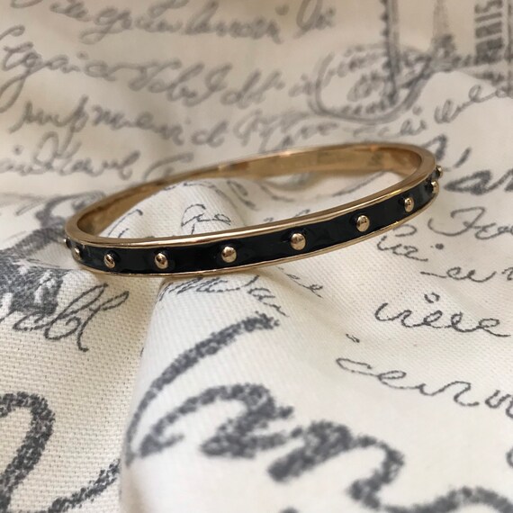 KATE SPADE Black Inlaid Enamel Gold Ball Bangle Bracelet - Etsy