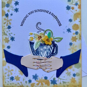 Handmade Card -  Birthday Card - Congratulation Card - Friendship Card - 3D Birthdar Card - Tea cup Birthday Card - Mother&#39;s Day card