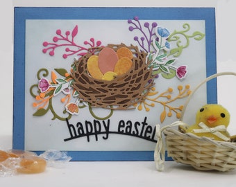 Handmade Easter card - Happy Easter card - 3D Easter Nest card - Nest card - Spring Nest card