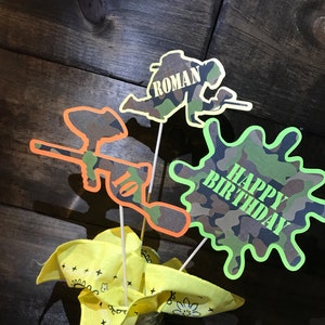 Handmade Paintball Cupcake Toppers or Centerpiece Stakes