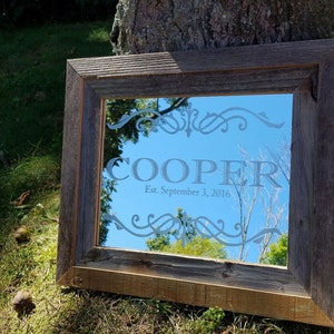 Personalized Mirror, Custom Mirror, Barn Wood Barnwood, Large Mirror, Personalized Bar, Custom Engraved Mirror, Bar Mirror 11x14