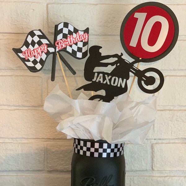 Personalized Dirt Bike Four Wheeler 4 Wheeler Birthday Centerpiece, Dirtbike Centerpieces, Dirt Bike Birthday, Dirtbike Party