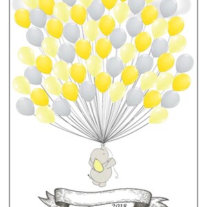 Personalized Yellow Gender Neutral Elephant Baby Shower Guest Signing Poster