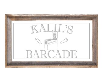 Custom Pinball Barnwood Mirror|Large Mirror|Personalized Bar Mirror|Custom Engraved Mirror|Barnwood Mirror|12x24