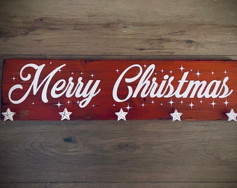 Suporte de meia de Natal personalizado envelhecido | Cabide de meia de Natal de madeira | Cabide de meia de Barnwood rústico | Sinal de Natal