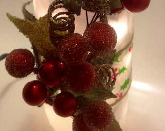 Christmas Berry Wine Bottle Lamp