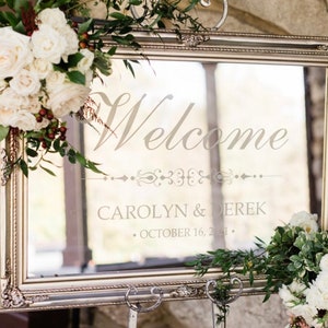 Wedding Welcome Mirror|Silver Wedding Welcome|Custom Wedding Mirror|Wedding Mirror|Hand Lettered Mirror|24x36 Silver