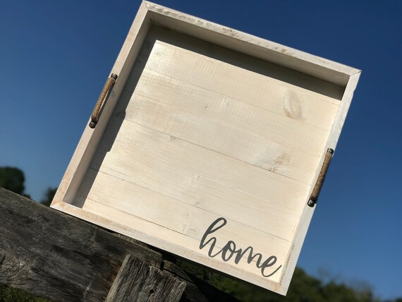 Custom Made Ottoman Tray Monogram White Washed Wood Tray Etsy