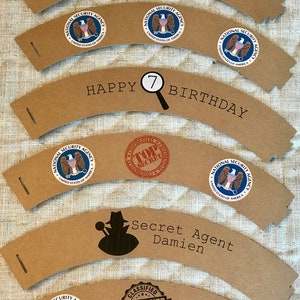 Spy 007 Detective Mystery Cupcake Wraps, Cupcake Wrappers, Police Cupcake, Spy Cupcake, Myster Cupcake, 008 Cupcake