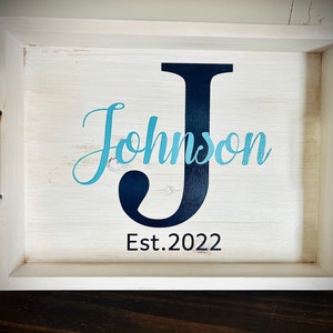 Custom White Washed Monogrammed Wood Tray|Rustic Serving Tray|Wooden Tray with Handles|Wood Tray|Wooden Tray with Handles|Ottoman Tray