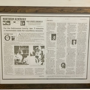 Hanging Laser Engraved Newspaper Article|Engraved Newsprint|Wood Wall Decor|Keepsake Print|Farmhouse Sign