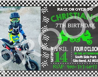Custom Motocross Birthday Invitation - Digital File, Printable Birthday Invitation, Printable Dirtbike Invitation, Motocross Birthday, Boy