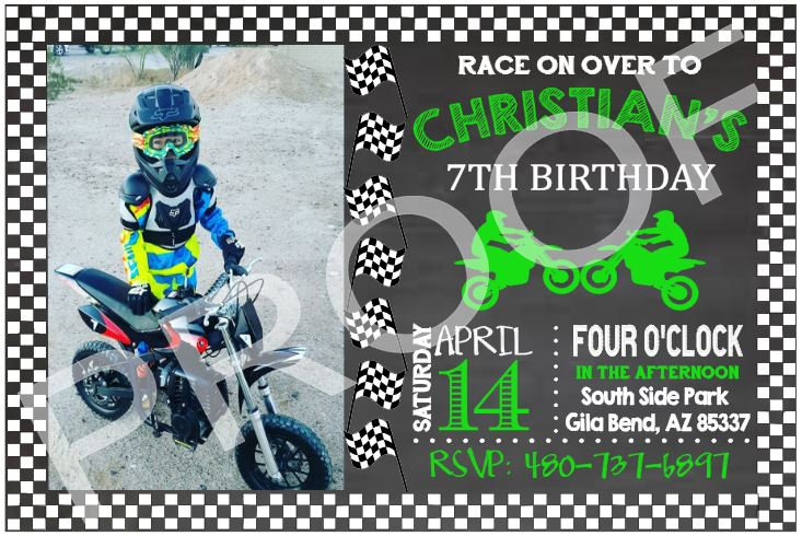 Motocross Personnalise Anniversaire Invitation Fichier Etsy