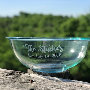 Custom Personalized Salad Bowl, Glass Bowl, Personalized Serveware, Personalized Kitchen, Custom Gift, Housewarming, 4 QT Mixing Bowl