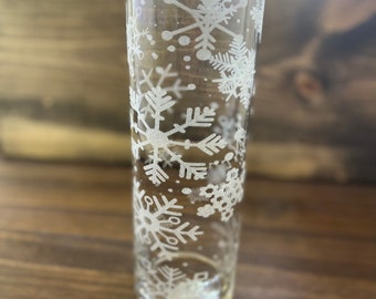 Beautiful Handmade Etched Snowflake Vase