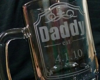 Personalized Liter Mug, Custom Beer Mug, Large Beer Mug, Etched Mug, Etched Glass, Beer Glass, Gift for Him, Military Gift, Sports Gift