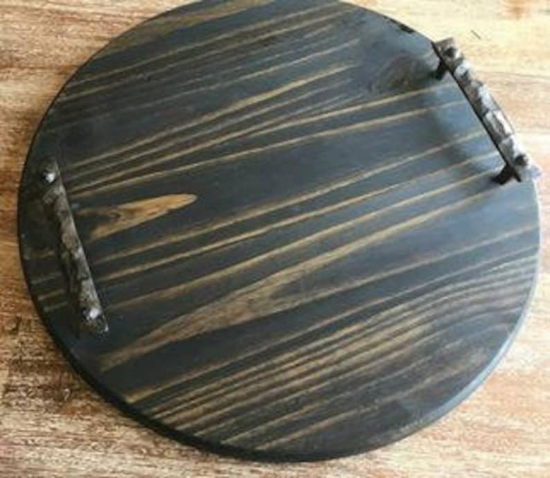 Custom Round Wood Tray Rustic Serving Tray Wooden Tray With Etsy