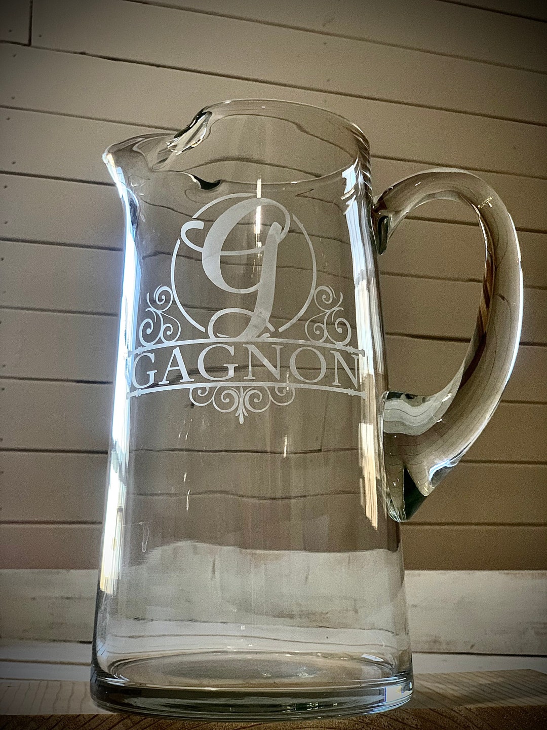 Monogrammed Glass Pitcherglass Lemonade Pitcherengraved Glass
