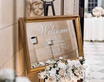 Wedding Welcome Mirror|Gold Wedding Welcome|Custom Wedding Mirror|Wedding Mirror|Hand Lettered Mirror|24x36 Gold