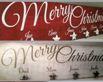 Personalized Wall Stocking Hanger|Rustic Stocking Holder|Stocking Holder|Merry Christmas Wall Sign|Wall Stocking Hook|Red Stocking Hanger