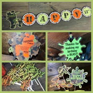 Paintball Party Extravaganza! Personalized Decor Package with Invitations, Banner, Toppers & More!