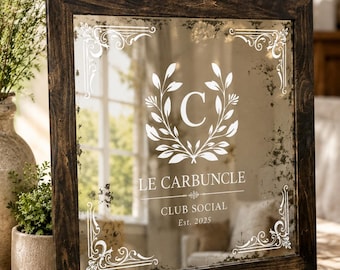 Personalized Antiqued Mirror 24x24 | Custom Engraved Antique Style Framed Mirror | Vintage Personalized Bar Mirror | Custom Logo Mirror