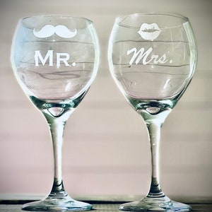 Personalized Mr. and Mrs. Wine glasses