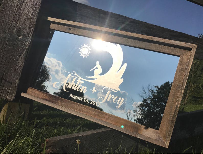 Personalized Barnwood Mirror Large Mirror Personalized Bar Etsy