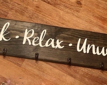 Personalized Hot Tub Towel Hook|Hanging Rustic Barnwood Sign|Hot Tub Sign|Custom Hot Tub Towel Hanger|Sauna Towel Rack|Jacuzzi Towel Rack