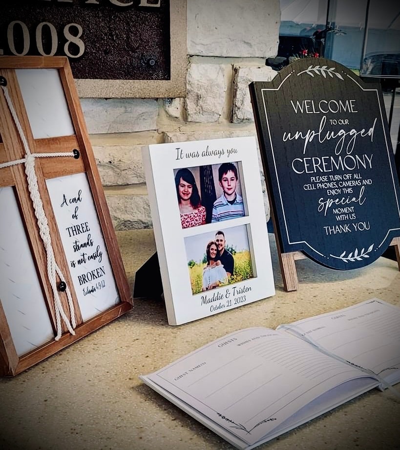 Custom Laser Engraved White Wood 4x6 Collage Picture Frame|double Photo ...