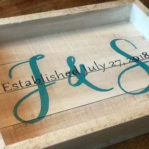 Personalized Serving Tray, Farmhouse Tray, Wood Tray with Handles, Wood Tray, Personalized Wedding Gift, Bridal Shower Gift, Last Name Gift
