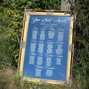Espejo para plano de asientos de boda/Espejo para plano de asientos/Espejo de boda personalizado/Espejo para plano de asientos/Espejo de boda/Espejo con letras a mano