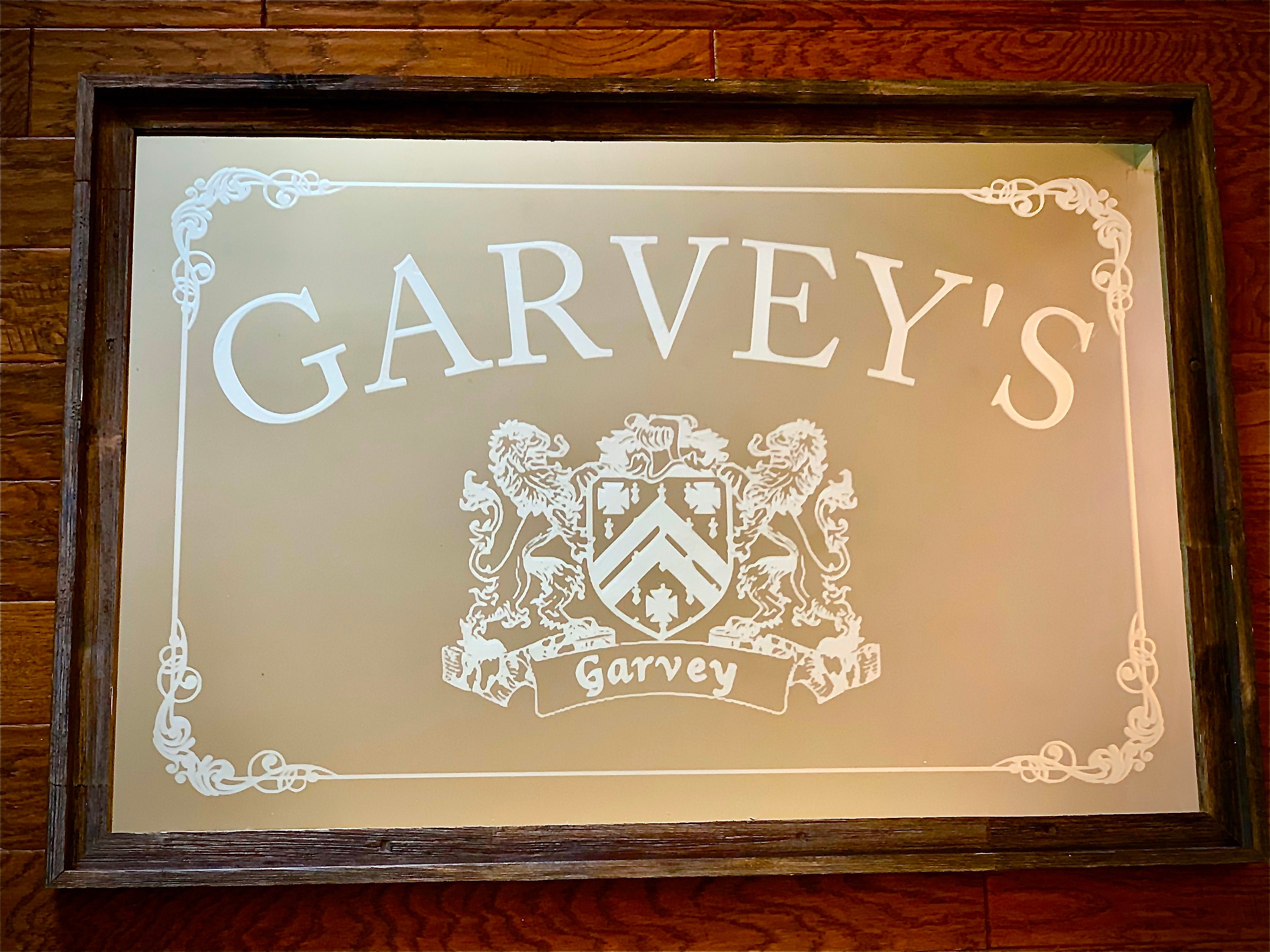Personalized Family Crest Coat Of Arms Mirror - Custom 24×36" Etched in Barnwood Frame, Heritage Wall Decor, Unique Wedding Gift