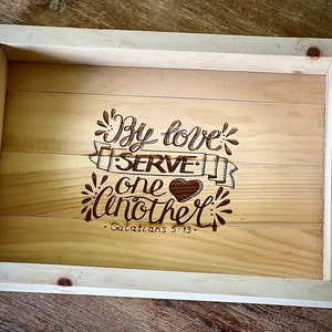 Custom Wood Tray, Rustic Serving Tray, Wooden Tray with Handles, Wood Tray, Wooden Tray with Handles, Personalized Gifts, Ottoman Tray