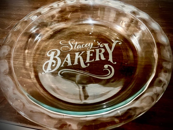 Custom Pie Plate With Custom Designed Engraved Bakery Logo