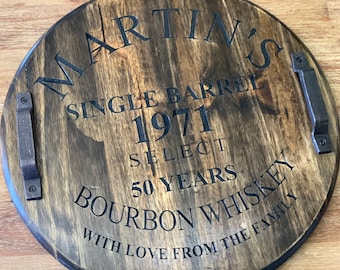 Custom Engraved Barrel Lid Inspired Wall Sign|Round Rustic Sign|Whiskey Barrel Lid Sign|Wood Sign|Ottoman Tray|24” Round Wall Sign