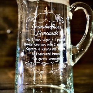 Personalisierter Glas Limonaden Krug|Glas Krug|Personalisiertes Hochzeitsgeschenk|Eistee Krug|Monogramm Krug|Rezept Krug