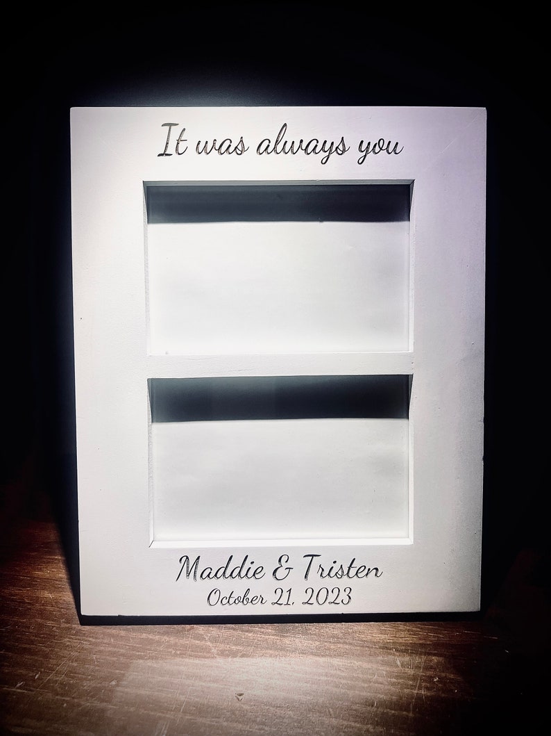 Custom Laser Engraved White Wood 4x6 Collage Picture Frame|double Photo ...