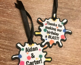 Personalized Paintball Souble Sided Paint Splat Favor Tags Goodie Goody Bag Tags, Paintball Favor Tag, Paintball Party, Paintball Birthday,