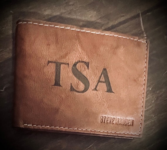 Cartera de cuero grabada con láser/Cartera con monograma/Regalo