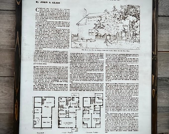 Hangend lasergegraveerd tijdschriftartikel|Gegraveerd krantenpapier|Houten wanddecor|Keepsake Print|Boerderijteken