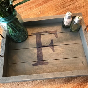 Custom Grey Washed Wood Tray Distressed Rustic Serving Tray, Gray Washed Wooden Tray with Handles, Wood Tray, Distressed, Farmhouse