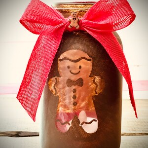 Hand Painted Gingerbread Man Mason Jar Candle Holder|Christmas Jar|Gingerbread Man Decorations|Christmas Candle Holder|Christmas Mason Jar