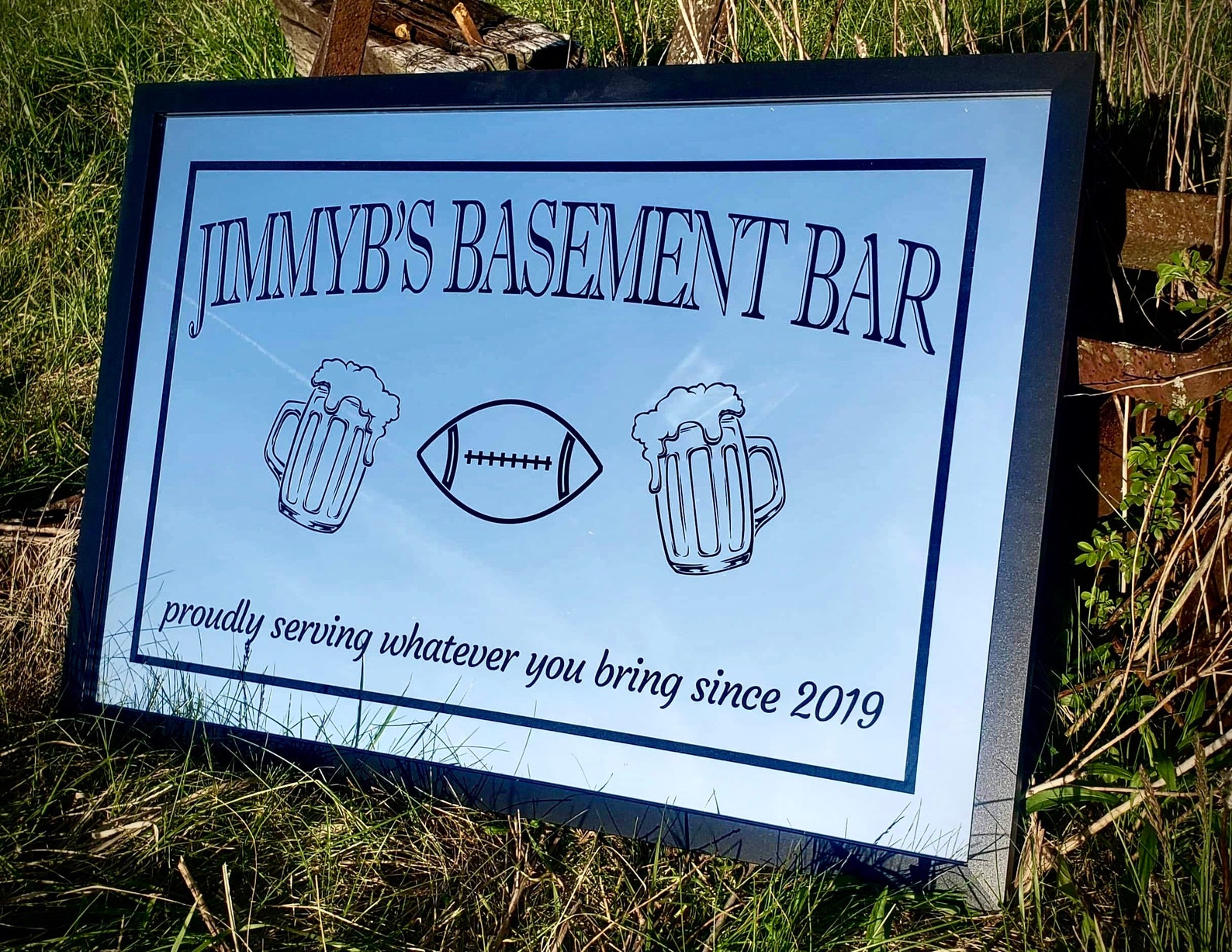 Personalized Sports Bar Mirrorhome Bar Mirrorbeer Sports Etsy