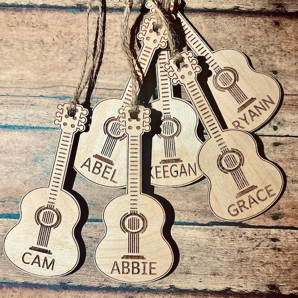 Personalized Engraved Wood Christmas Ornament|Wooden Christmas Ornament|Guitar Ornament|Personalized Guitar|Wood Ornament|Music Ornament