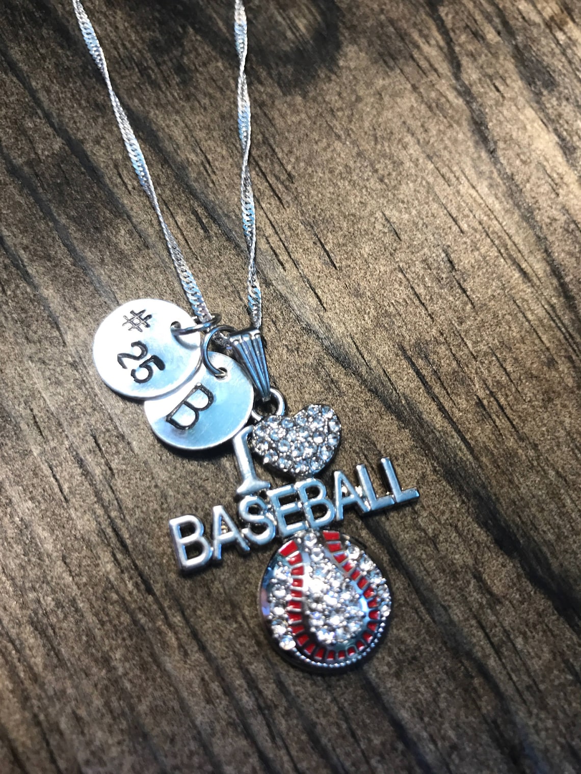Personalized I Love Baseball Necklace Hand Stamped Necklace Etsy